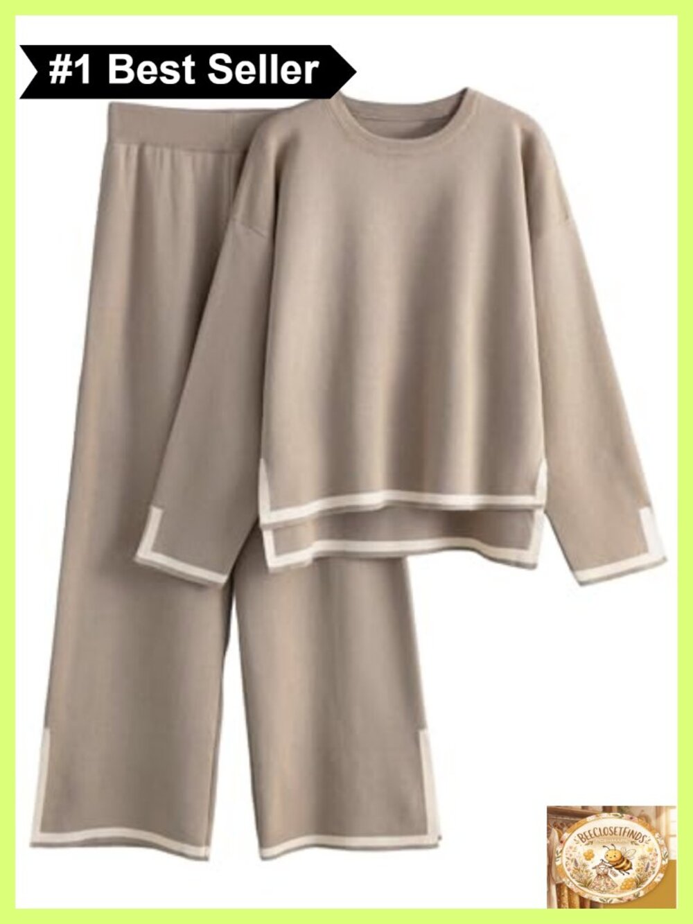 Tanming Womens 2 Piece Sweater Lounge Set Wide Leg Knit Tracksuit